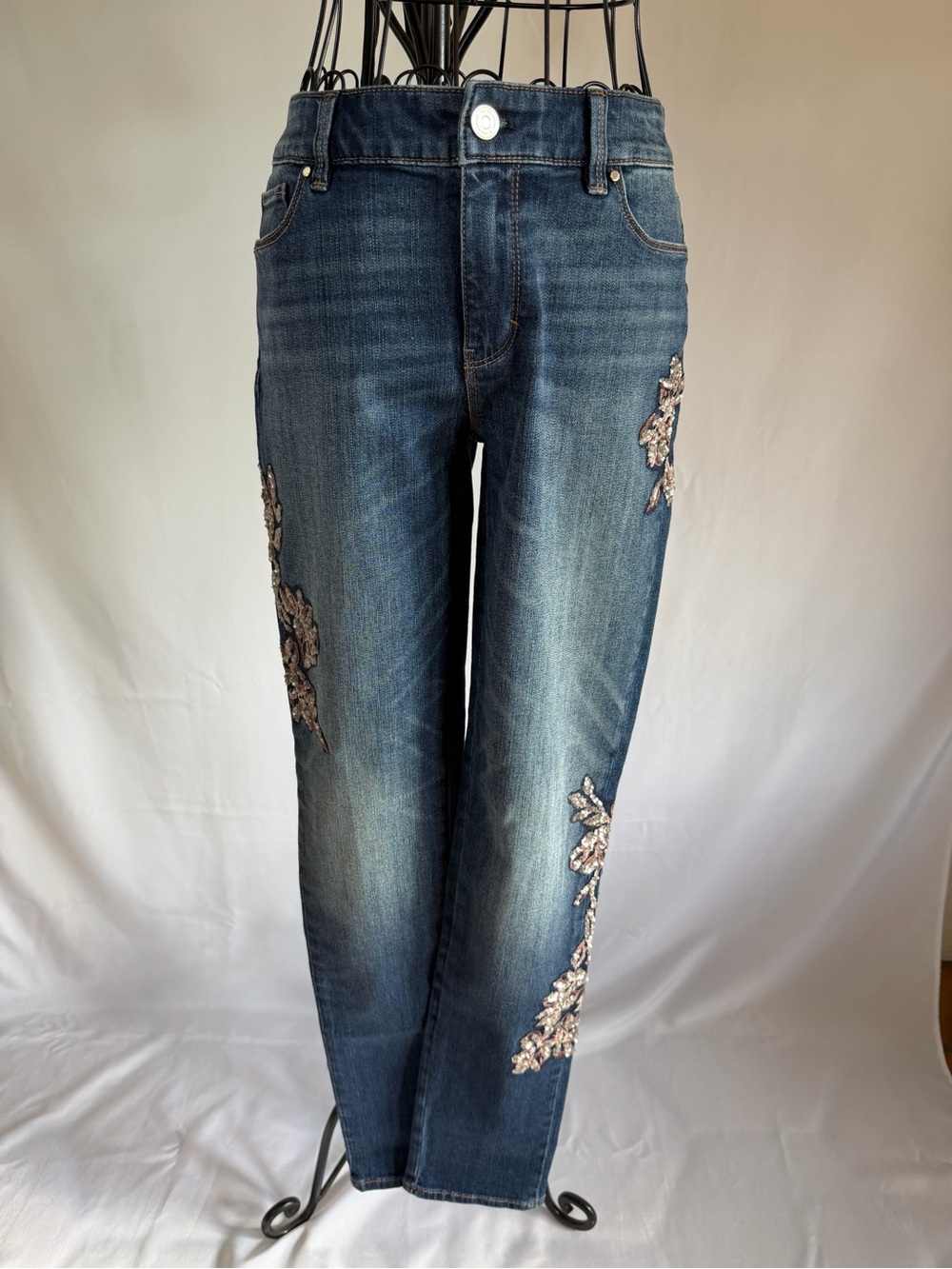 Embellished Dark Blue Women's Jeans